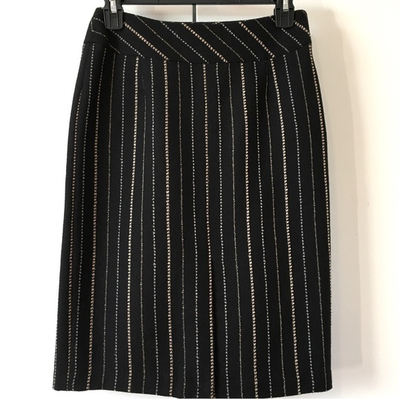 Vintage 90's Jinkaieng Black Metallic Wool Blend Straight Pencil Skirt - Picture 1 of 16